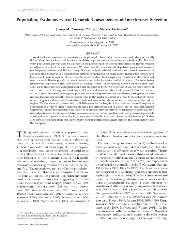(PDF) Faculty of 1000 evaluation for Population, evolutionary and ...