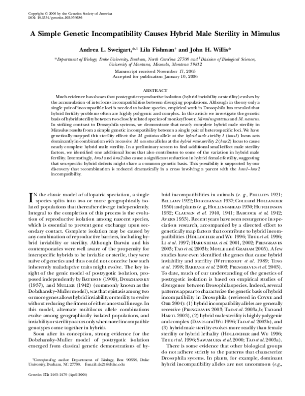 (PDF) Faculty of 1000 evaluation for A simple genetic incompatibility ...