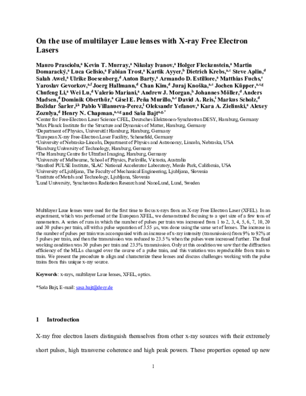 (PDF) On the use of multilayer Laue lenses with X-ray free electron lasers