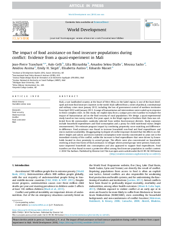 (PDF) The impact of food assistance on food insecure populations during ...