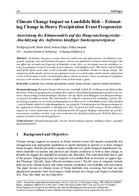 (PDF) Climate Change Impact on Landslide Risk - Estimating Change in ...