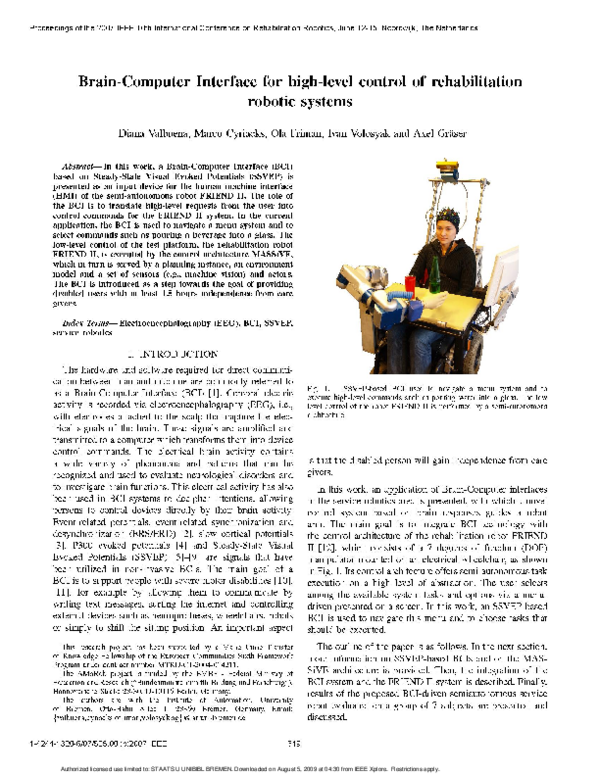 (PDF) Brain-Computer Interface for high-level control of rehabilitation ...
