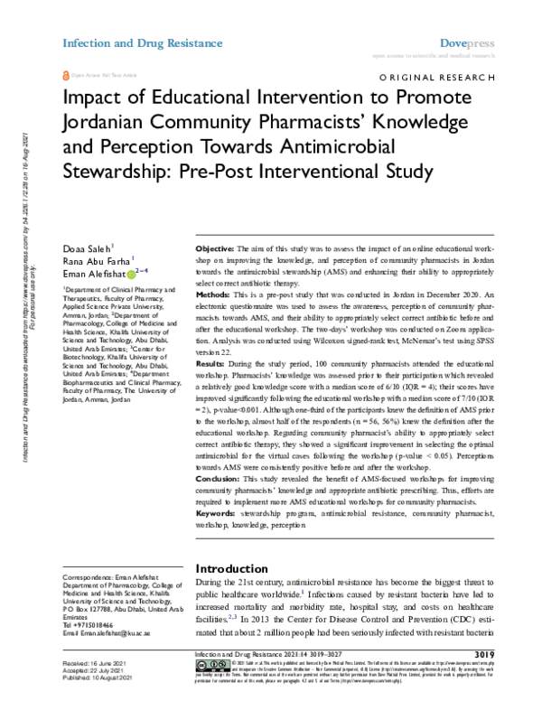 (PDF) Impact of Educational Intervention to Promote Jordanian Community ...