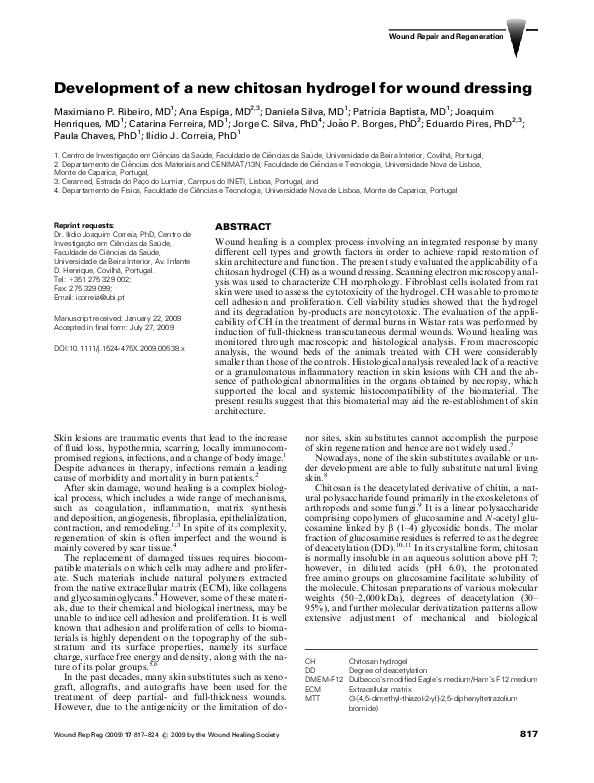 (PDF) Development of a new chitosan hydrogel for wound dressing