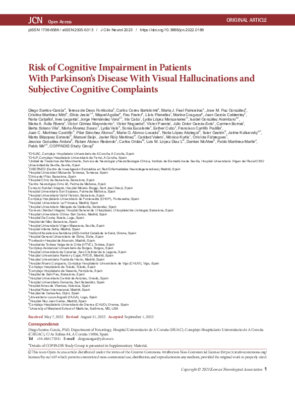 (PDF) Risk of Cognitive Impairment in Patients With Parkinson’s Disease ...