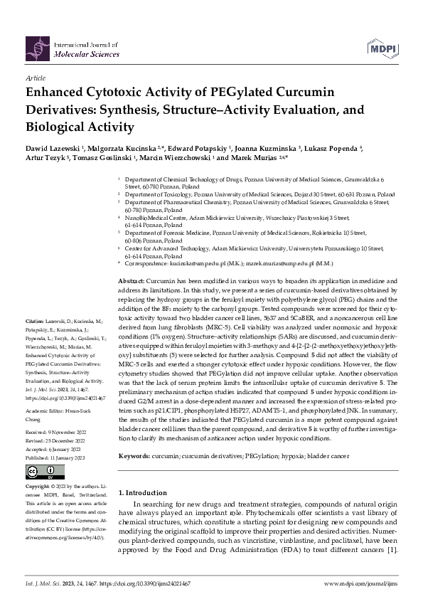 (PDF) Enhanced Cytotoxic Activity of PEGylated Curcumin Derivatives ...