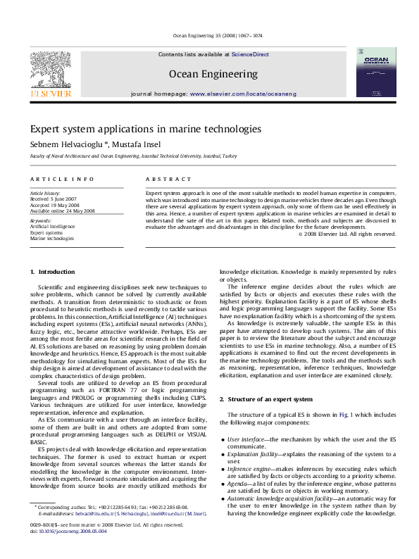 (PDF) Expert system applications in marine technologies