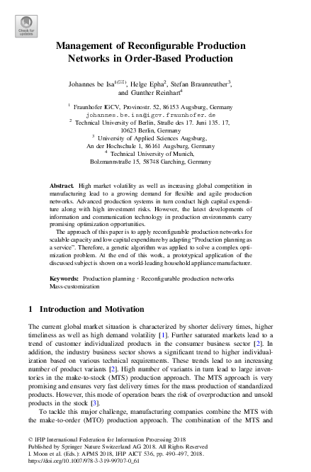 (PDF) Management of Reconfigurable Production Networks in Order-Based ...