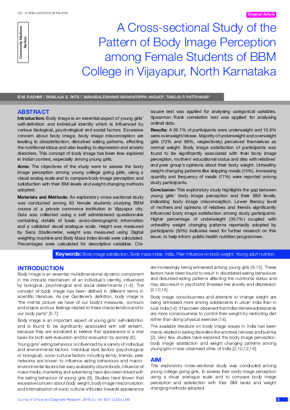 (PDF) A Cross-sectional Study of the Pattern of Body Image Perception ...