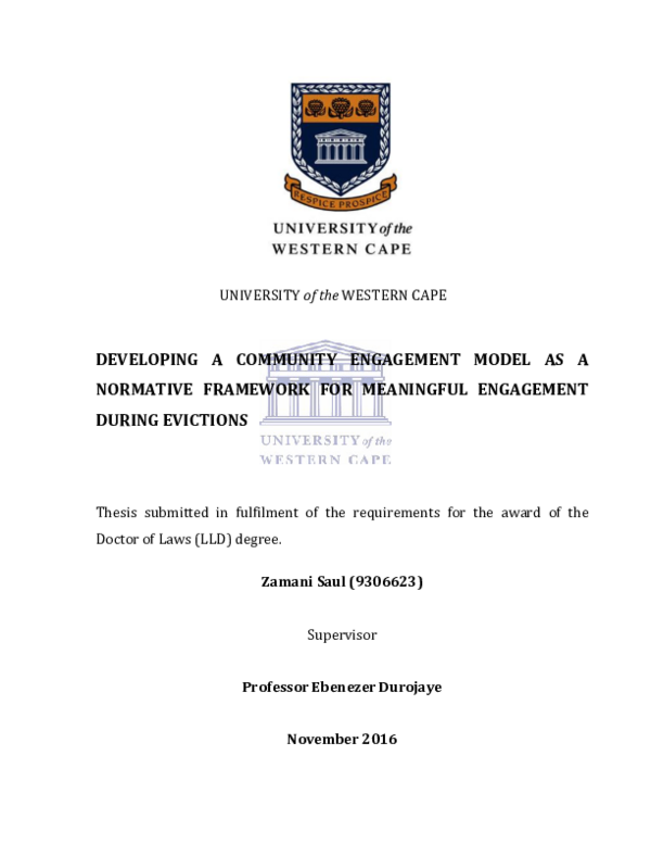 (PDF) Developing a Community Engagement Model as a Normative Framework ...
