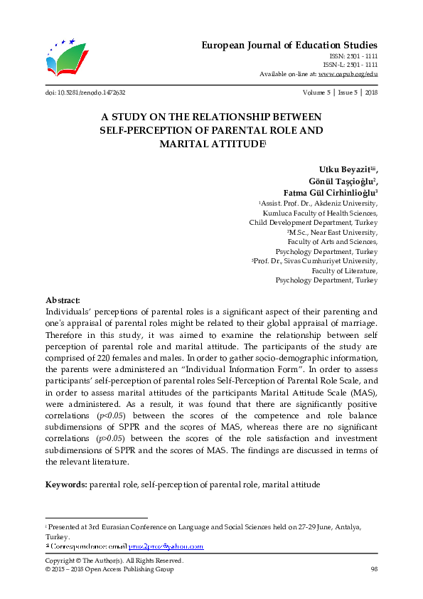 (PDF) A Study on the Relationship Between Self-Perception of Parental ...