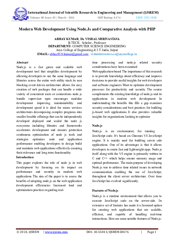 (PDF) Modern Web Development Using Node.js and Comparative Analysis ...