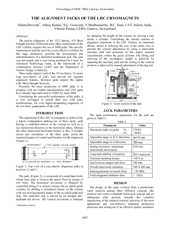 (PDF) The alignment jacks of the LHC cryomagnets