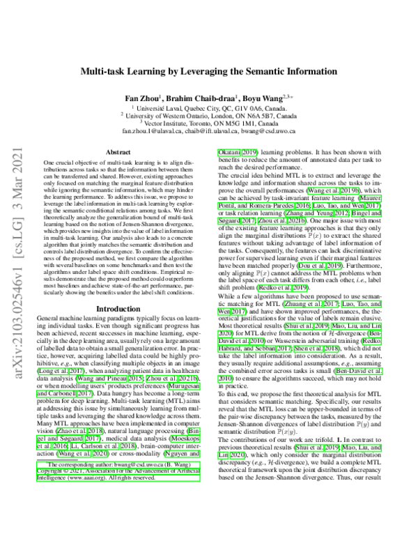 (PDF) Multi-task Learning by Leveraging the Semantic Information