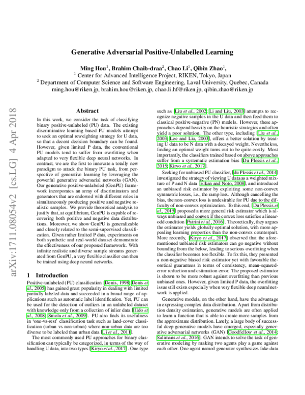 (PDF) A generative adversarial framework for positive-unlabeled ...