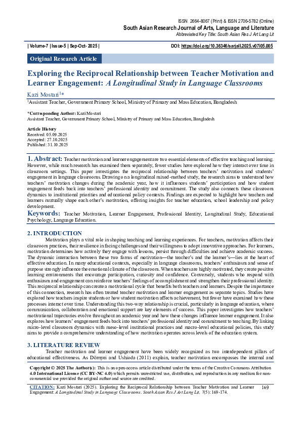 (PDF) Exploring the Reciprocal Relationship between Teacher Motivation ...