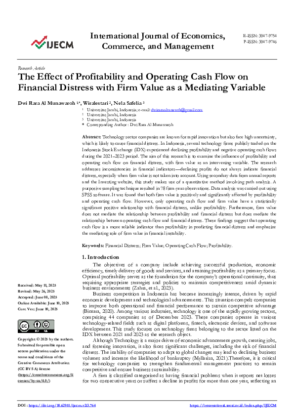 (PDF) The Effect of Profitability and Operating Cash Flow on Financial ...