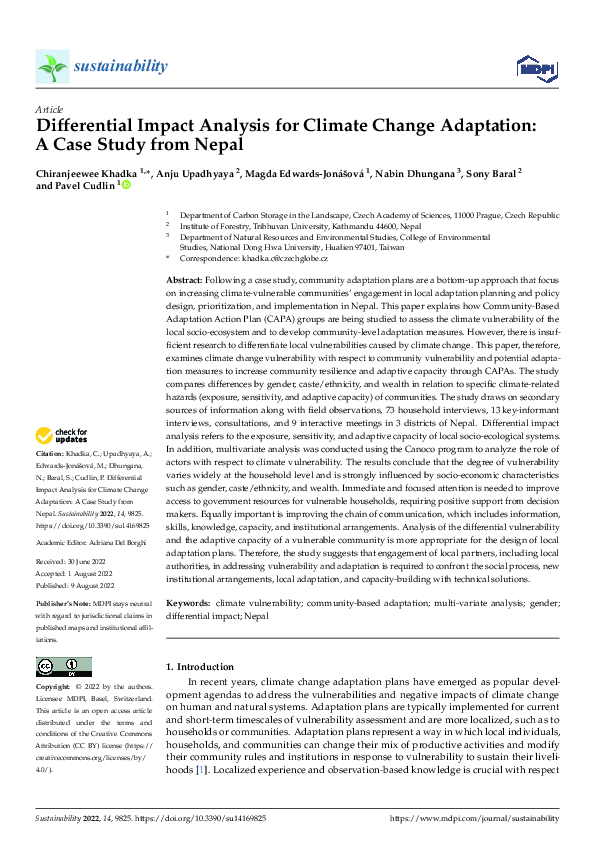 (PDF) Differential Impact Analysis for Climate Change Adaptation: A ...
