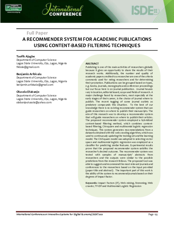 (PDF) Full Paper A RECOMMENDER SYSTEM FOR ACADEMIC PUBLICATIONS USING ...