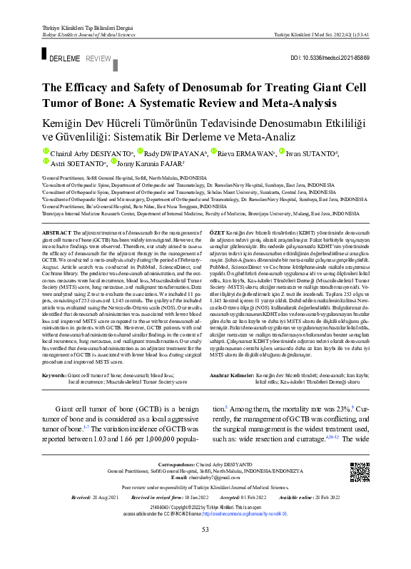 (PDF) The Efficacy and Safety of Denosumab for Treating Giant Cell ...