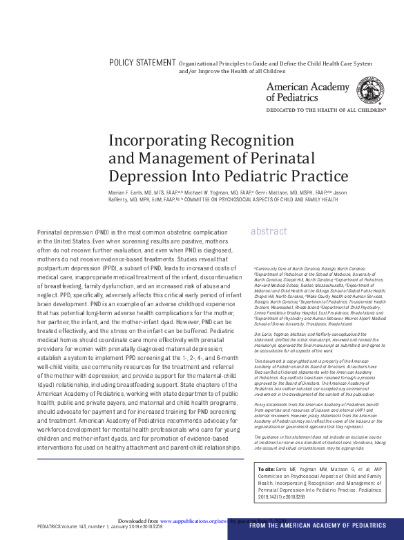 (PDF) Incorporating Recognition and Management of Perinatal Depression ...