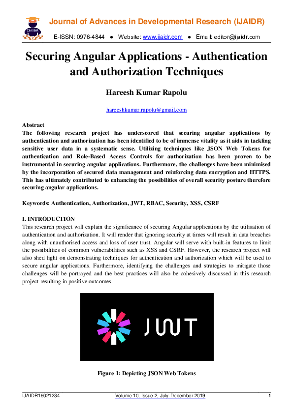 (PDF) Securing Angular Applications -Authentication and Authorization ...