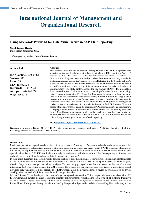 (PDF) Using Microsoft Power BI for Data Visualization in SAP ERP Reporting
