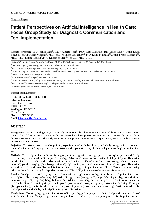 (PDF) Patient Perspectives on Artificial Intelligence in Health Care ...