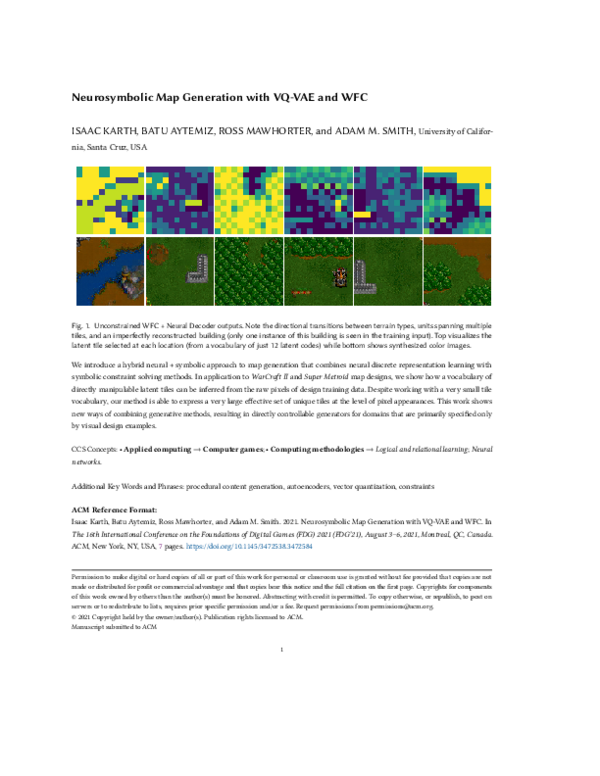 (PDF) Neurosymbolic Map Generation with VQ-VAE and WFC