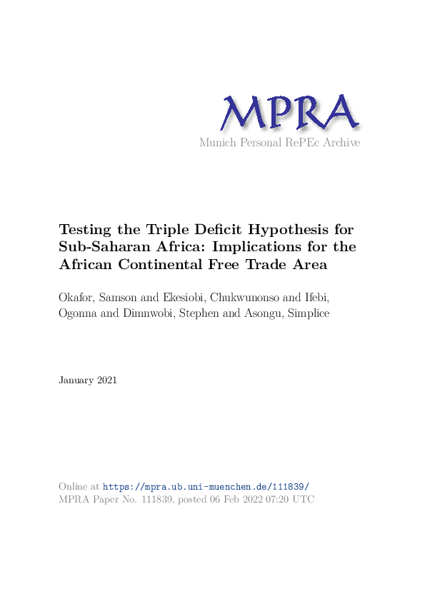 (PDF) Testing the triple deficit hypothesis for sub‐Saharan Africa ...