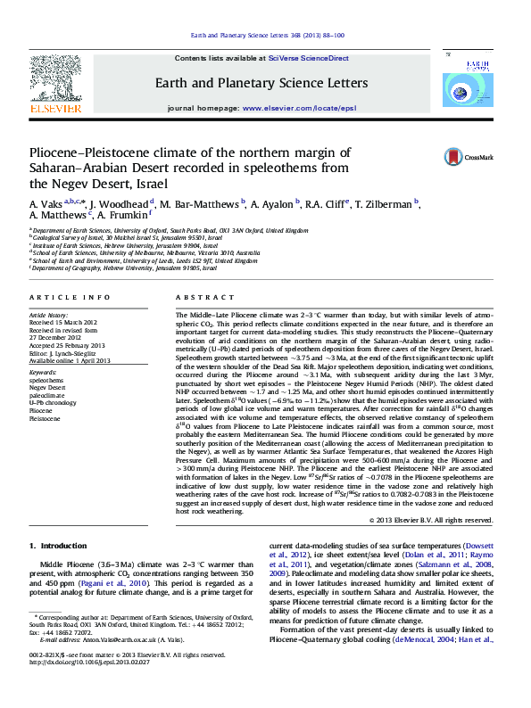 (PDF) Pliocene–Pleistocene climate of the northern margin of Saharan ...