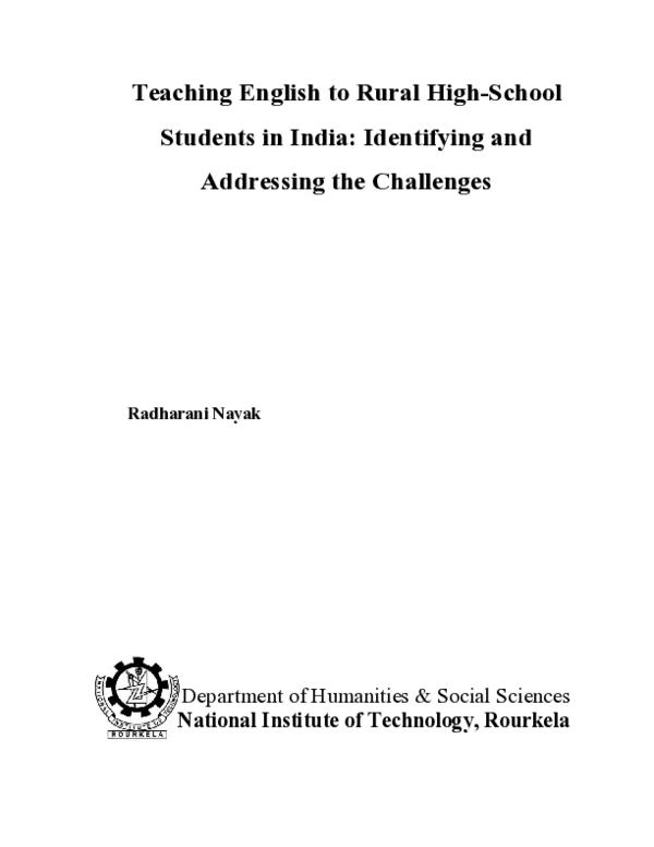 (PDF) Teaching English to Rural High-School Students in India ...