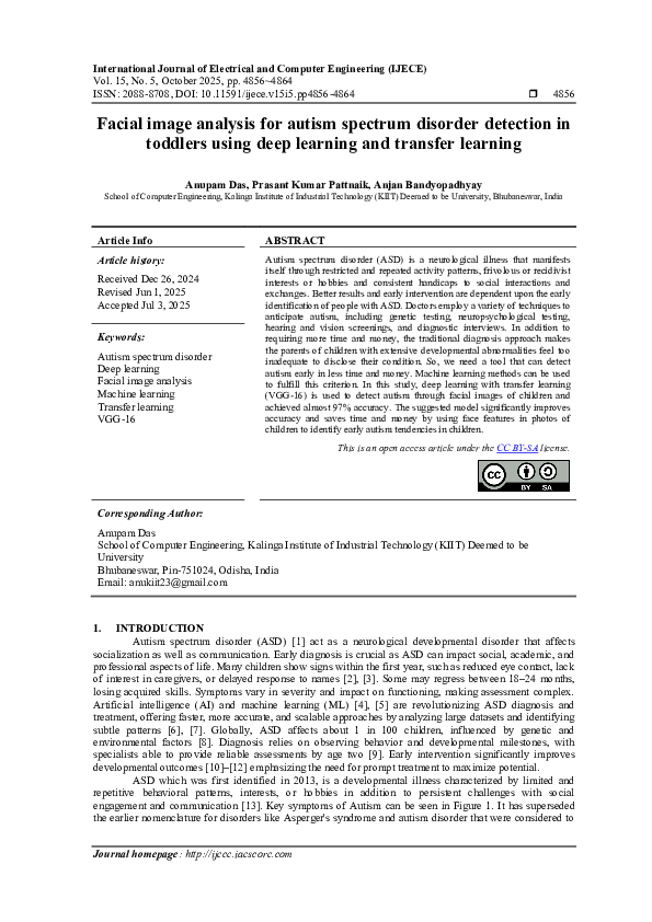 (PDF) Facial image analysis for autism spectrum disorder detection in ...