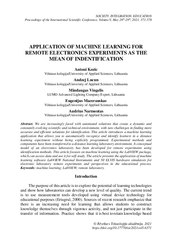 (PDF) Application of Machine Learning for Remote Electronics ...