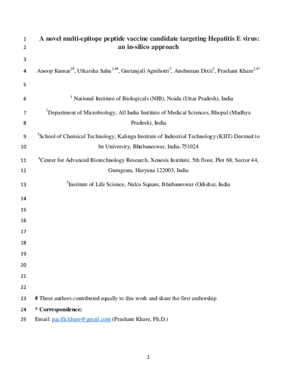 (PDF) A novel multi-epitope peptide vaccine candidate targeting ...