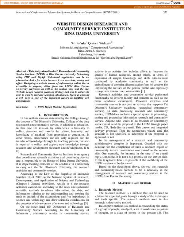 (PDF) Website Design Research and Community Service Institute Inbina ...