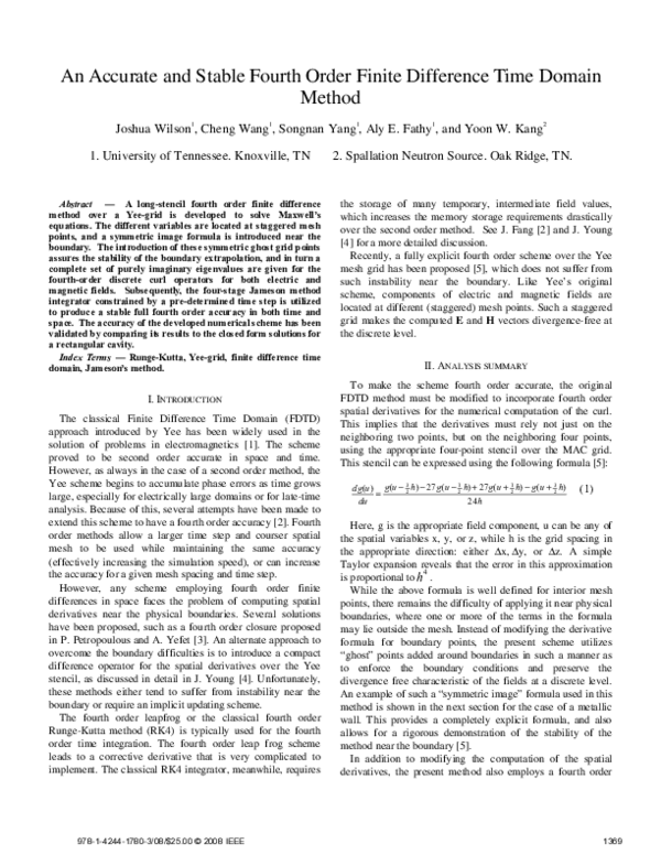 (PDF) An accurate and stable fourth order finite difference time domain ...