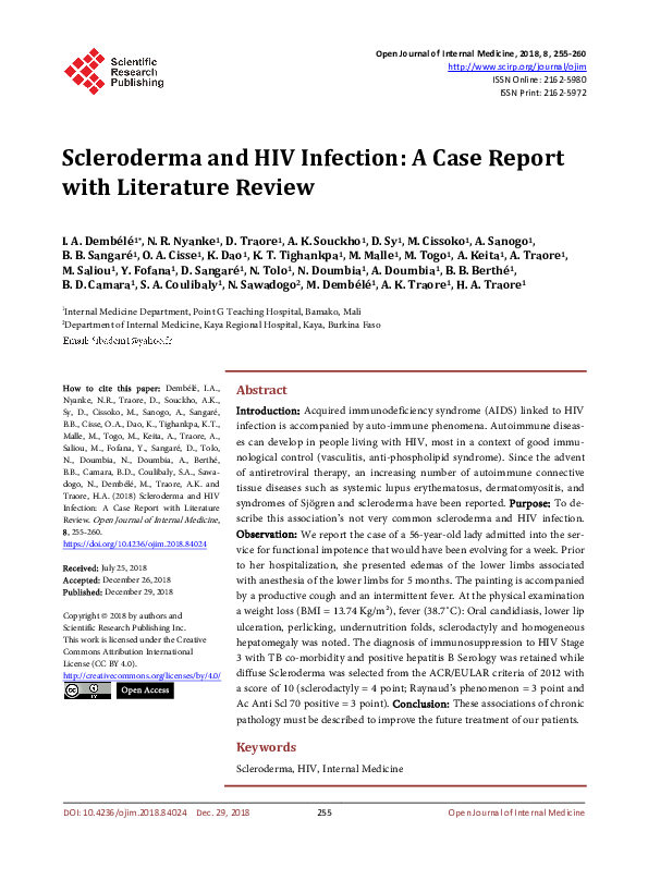 (PDF) Scleroderma and HIV Infection: A Case Report with Literature Review