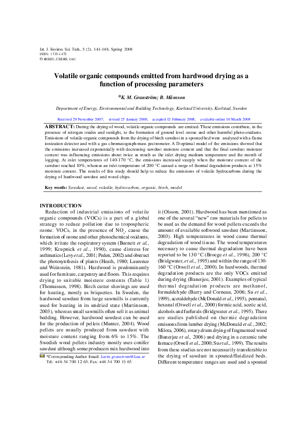 (PDF) Volatile organic compounds emitted from hardwood drying as a ...