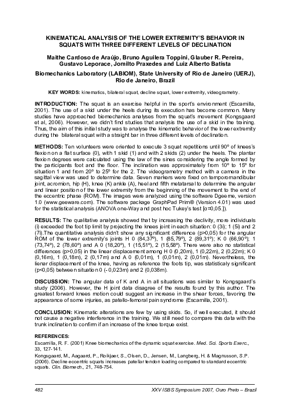 (PDF) Kinematical Analysis of the Lower Extremity’s Behavior in Squats ...