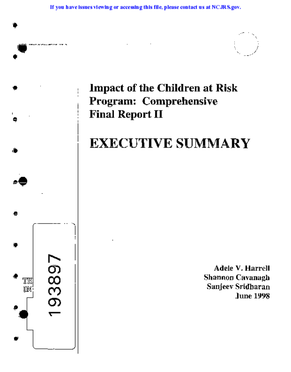 (PDF) Impact of the Children at Risk Program: Comprehensive Final ...