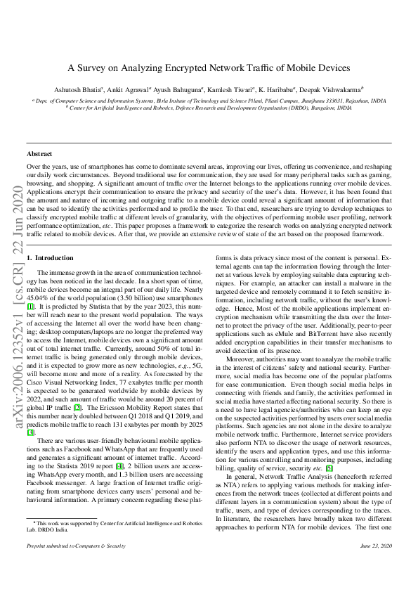 (PDF) A survey on analyzing encrypted network traffic of mobile devices