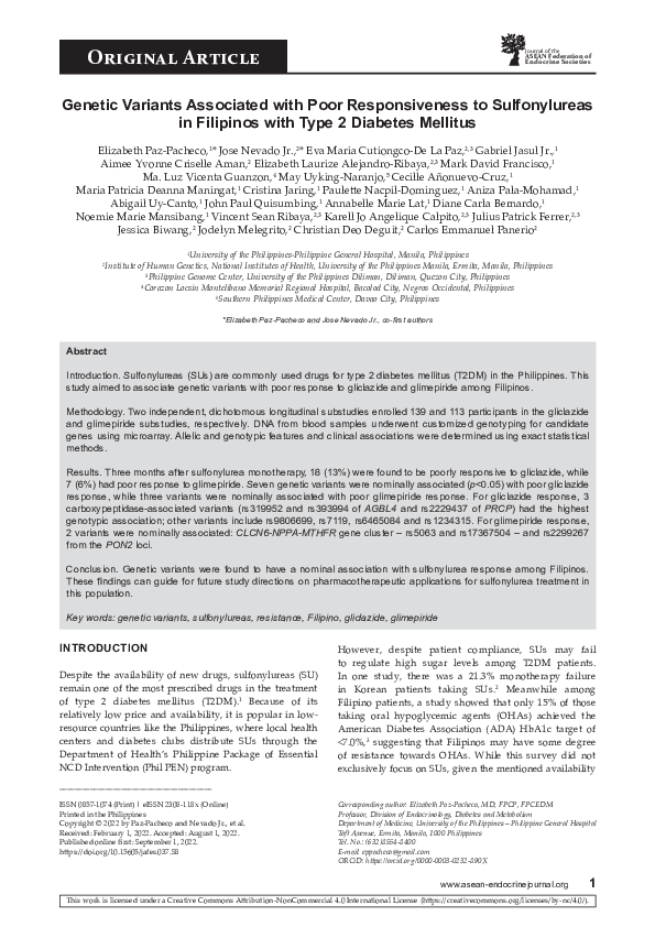 (PDF) Genetic Variants Associated with Poor Responsiveness to ...