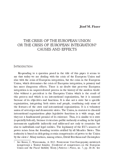 (PDF) The Crisis of the European Union or the Crisis of European ...