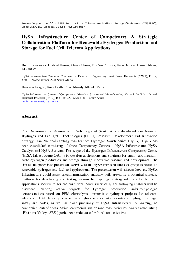 (PDF) HySA infrastructure center of competence: A strategic ...