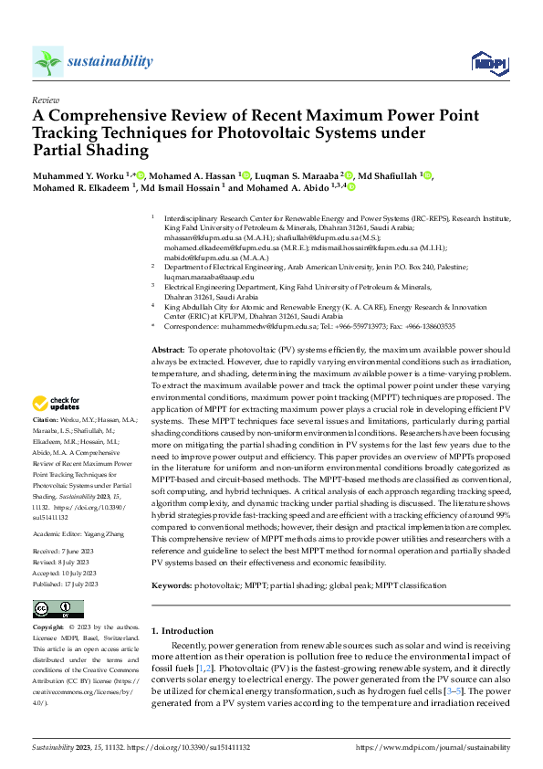 (PDF) A Comprehensive Review of Recent Maximum Power Point Tracking ...