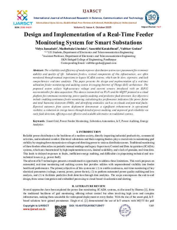 (PDF) Design and Implementation of a Real-Time Feeder Monitoring System ...