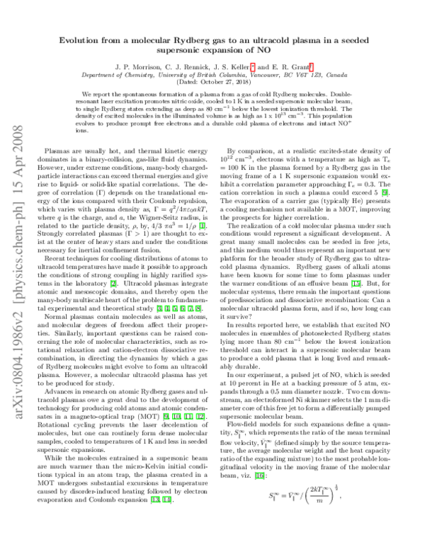 (PDF) Evolution from a Molecular Rydberg Gas to an Ultracold Plasma in ...