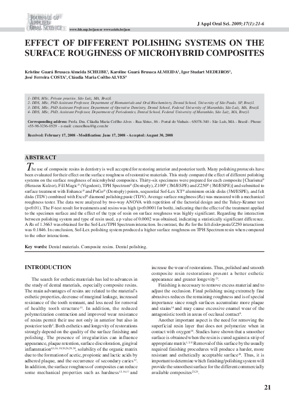 (PDF) Effect of different polishing systems on the surface roughness of ...