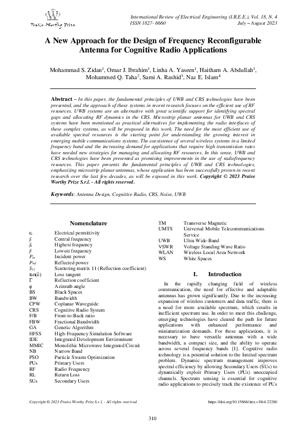 (PDF) A New Approach for the Design of Frequency Reconfigurable Antenna ...